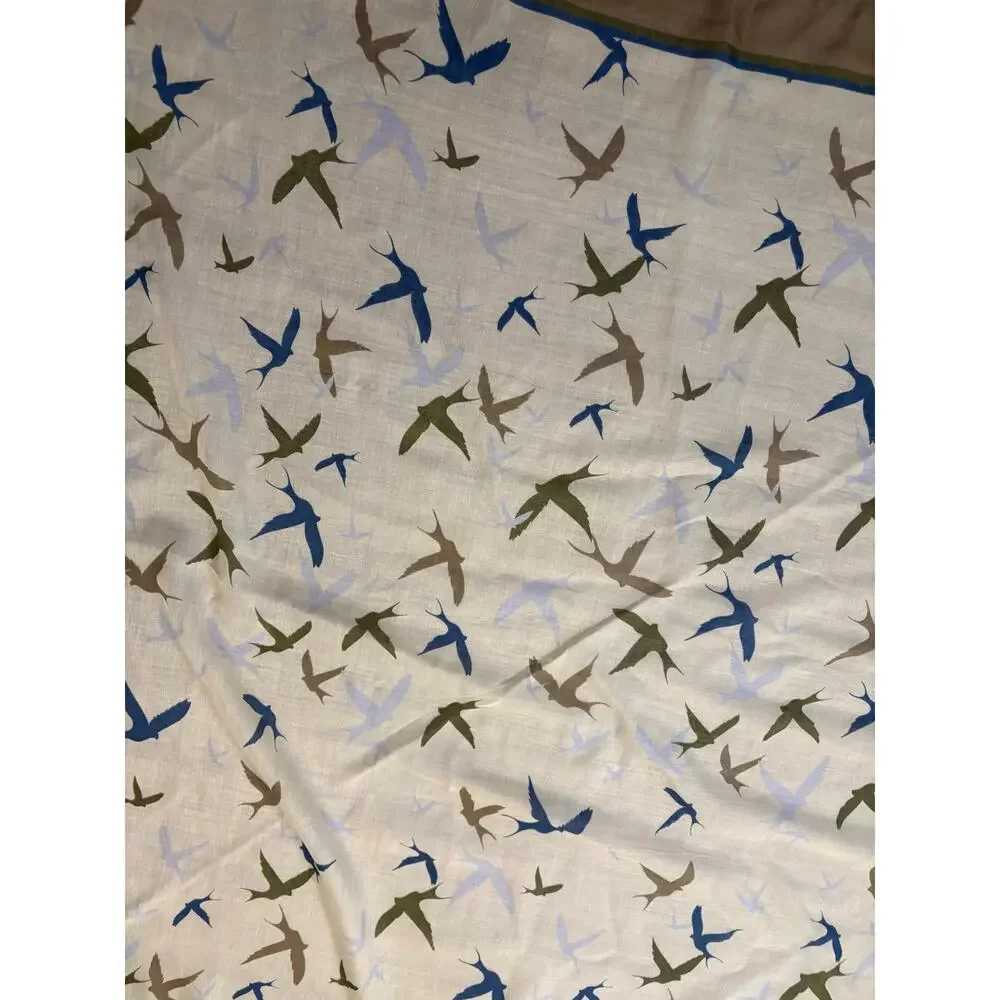Anthropologie‎ Michael Stars Sparrow Print Retro Scarf Wrap Novelty Twee Neutral